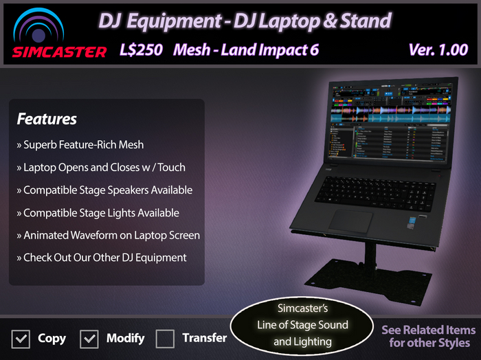 Second Life Marketplace DJ Laptop & Stand